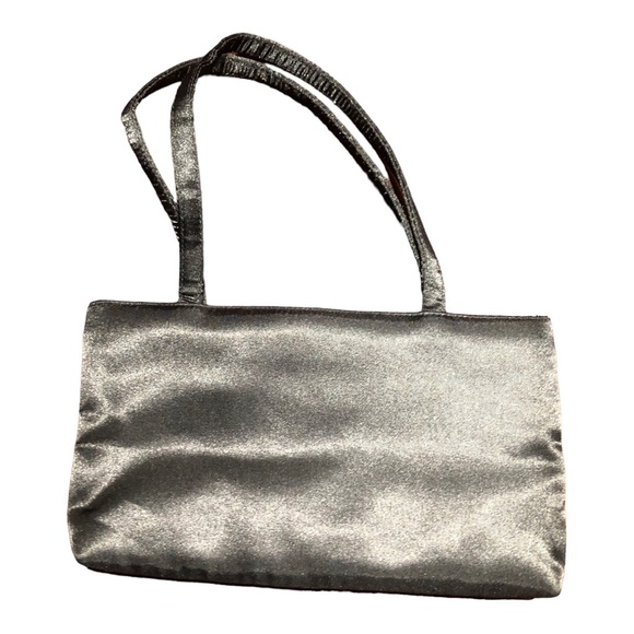 Black Satin Evening Bag for Women Handled Purse with Embellished Crystals Buckle - Picture 2 of 9